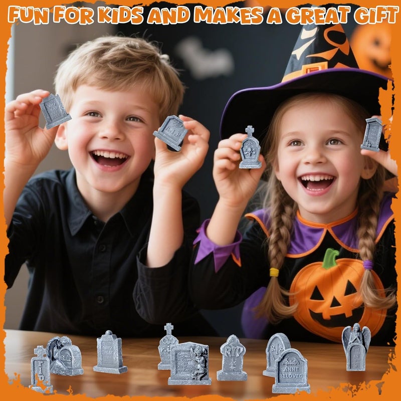 Bbiamsleep 20 Pcs Halloween Miniature Tombstones Figurine Mini Resin Tombstones Mini Graveyard Gravestone Halloween Figurines for Miniature Graveyard Scene DIY Crafts Outdoor Decorations - Image 3